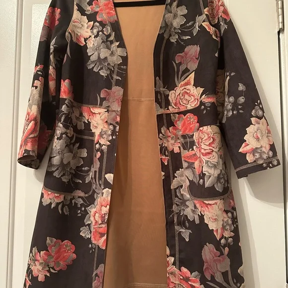 MONARC | Anthropology Faux Suede Floral Open Front Cardigan Size XS - Picture 7 of 9